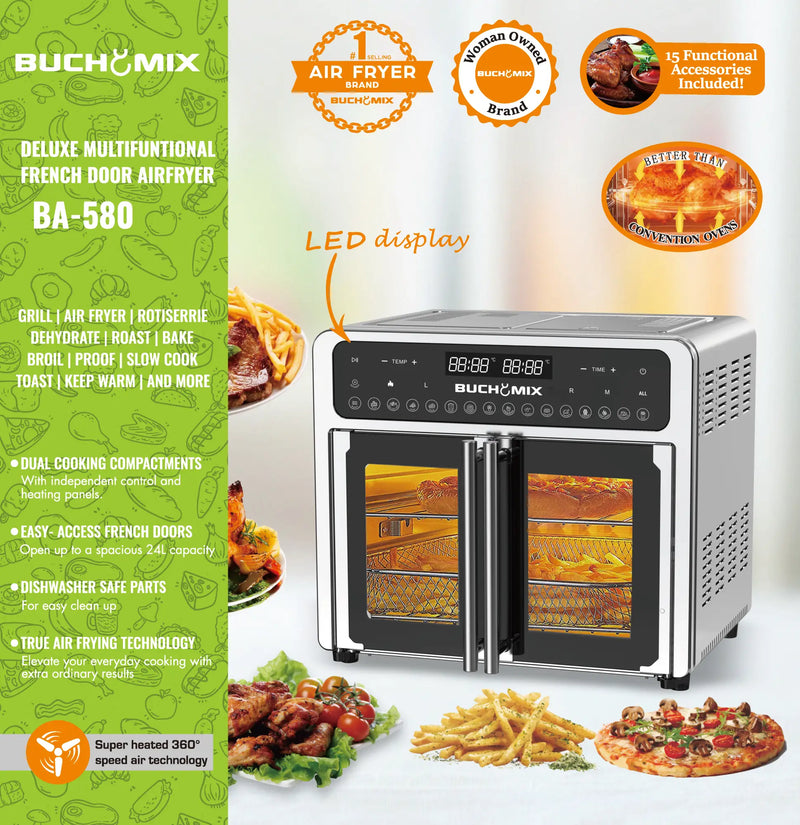 Dual Compartment 24L French Door Air Fryer Oven